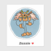 Orange Robot Comic Book Style Sticker (Blatt)