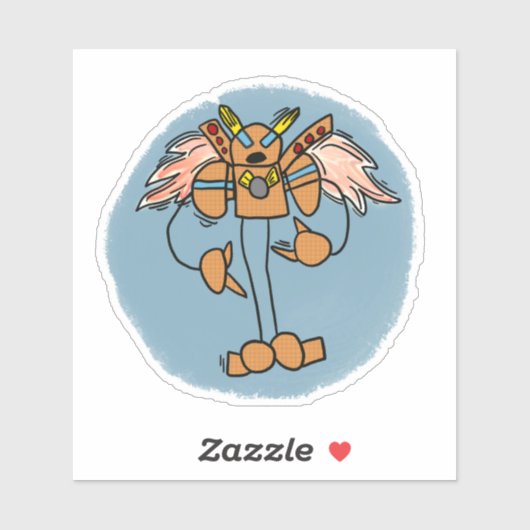 Orange Robot Comic Book Style Sticker (Blatt)