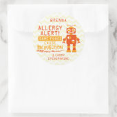 Orange Robot Food Allergy Alert Stickers (Tasche)