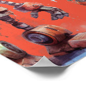 Orange Robot Tech Gear Builder Birthday Party-Zeic Poster (Ecke)