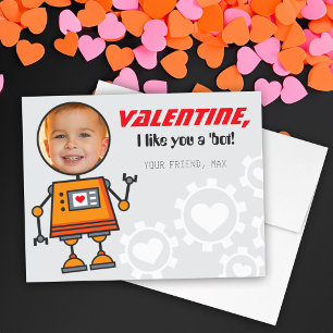 Orange Robot Valentinstag Kinder Foto Klassenzimme Feiertagskarte