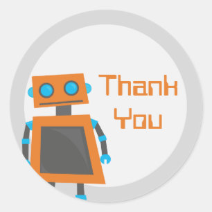 Orange Robot Vielen Dank Stickers