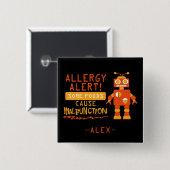 Orange Roboter-Nahrungsmittelallergie-Alarm-Knopf Button (Vorne & Hinten)