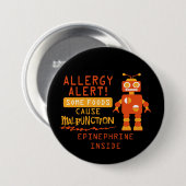 Orange Roboter-Nahrungsmittelallergie-Alarm-Knopf Button (Vorne & Hinten)