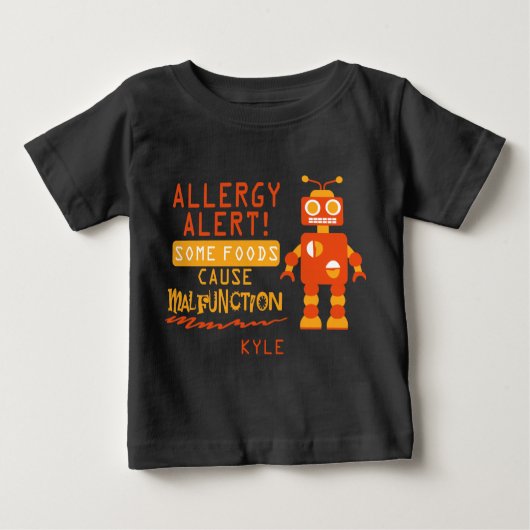 Orange Roboter-Nahrungsmittelallergie-Alarm-Shirt Baby T-shirt (Vorderseite)