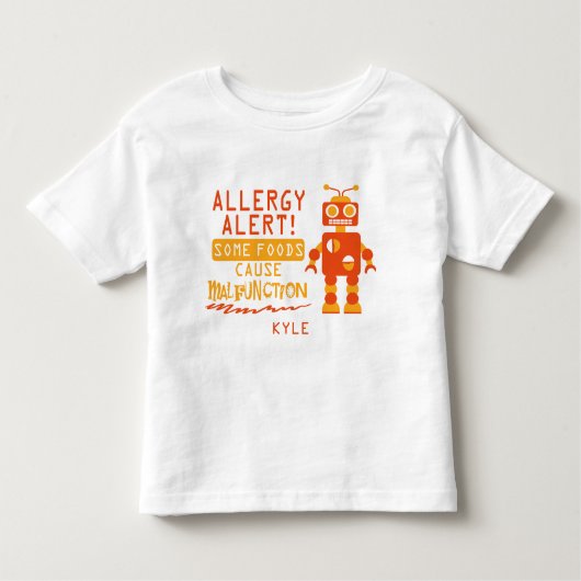 Orange Roboter-Nahrungsmittelallergie-Alarm-Shirt Kleinkind T-shirt (Vorderseite)