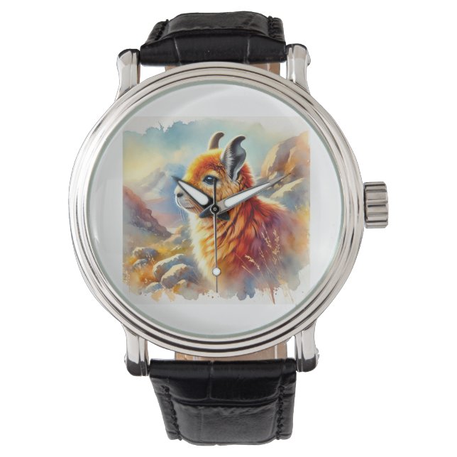Orange Rock Viscacha 270824AREF117 - Watercolor Armbanduhr (Vorderseite)