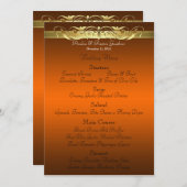 Orange Rolle Hochzeits-Menü Großherzogin- Menükarte (Vorne/Hinten)