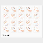 Orange Romance Wedding Square Stickers (Blatt)