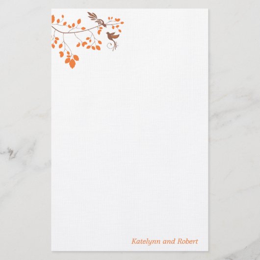 Orange Romance Wedding Stationery Briefpapier (Vorderseite)