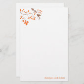Orange Romance Wedding Stationery Briefpapier (Vorne/Hinten)