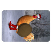 Orange Rooster Santa Claus Magnet (Horizontal)