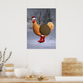 Orange Rooster Santa Claus Poster (Küche)