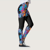 Orange rosa blaues Blumen#2 Leggings (Rechts)