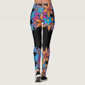 Orange rosa blaues Blumen#2 Leggings (Rückseite)