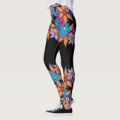 Orange rosa blaues Blumen#2 Leggings (Links)
