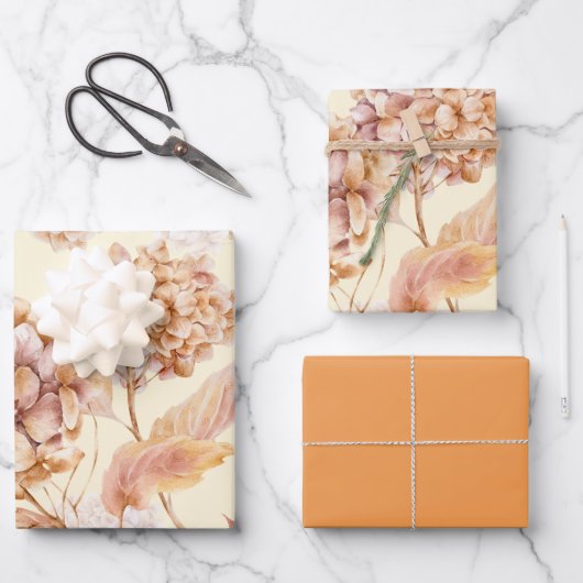 Orange rosa Blume Elegantes modernes Muster Geschenkpapier Set (Vorderseite)