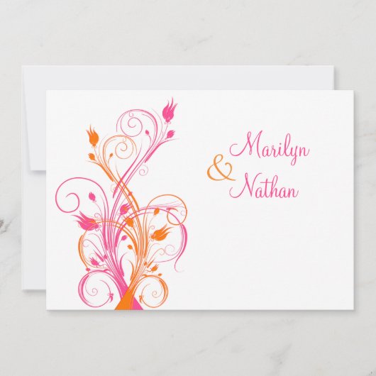 Orange Rosa Blütenblume Einladung (Vorderseite)