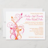 Orange Rosa Blütenblume Einladung (Rückseite)