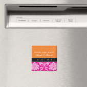 Orange rosa Damast-Save the Date Magnet (In Situ (Geschirrspüler))