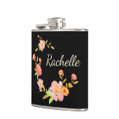 Orange/rosa Floral Custom Monogram Flask Flachmann (Links)