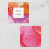Orange rosa goldfarbene Tinte Quadratische Visitenkarte (Vorne/Hinten)