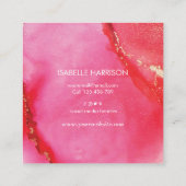 Orange rosa goldfarbene Tinte Quadratische Visitenkarte (Rückseite)