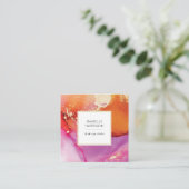 Orange rosa goldfarbene Tinte Quadratische Visitenkarte (Stehend Vorderseite)