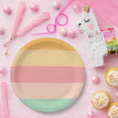 Orange rosa grüne Streifen Pappteller (Party)