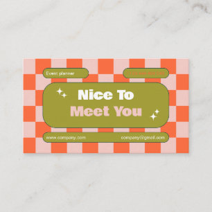 Orange rosa grünes Retro-Karton Boho Visitenkarte