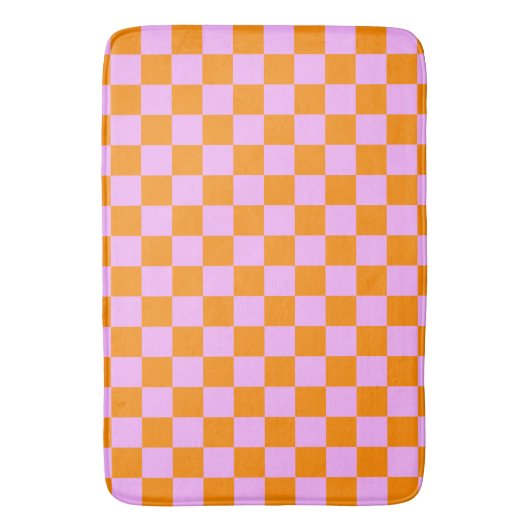 Orange + Rosa Karo Prüfpappe Badematte (Vorderseite Vertikal)
