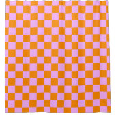 Orange + Rosa Karo Prüfpappe Duschvorhang (Vorderseite)