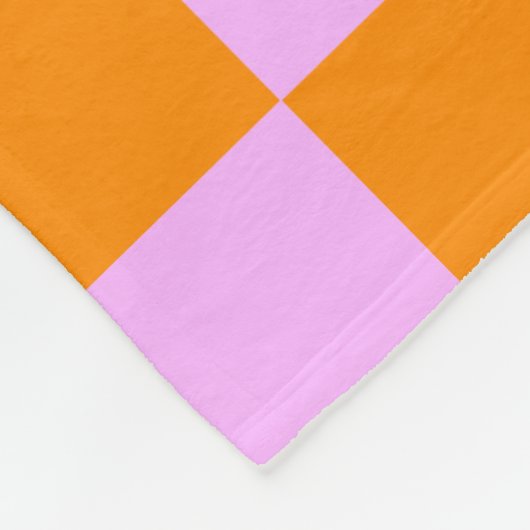 Orange + Rosa Karo Prüfpappe Fleecedecke (Ecke)