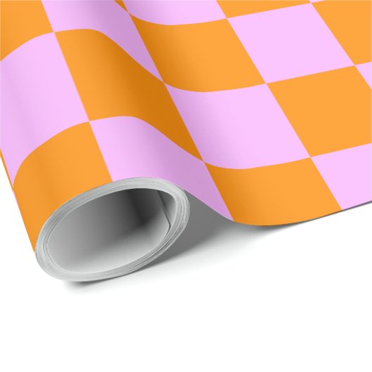 Orange + Rosa Karo Prüfpappe Geschenkpapier (Rolleneckpunkt)