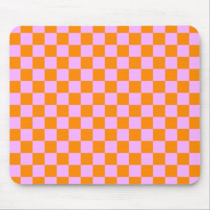 Orange + Rosa Karo Prüfpappe Mousepad