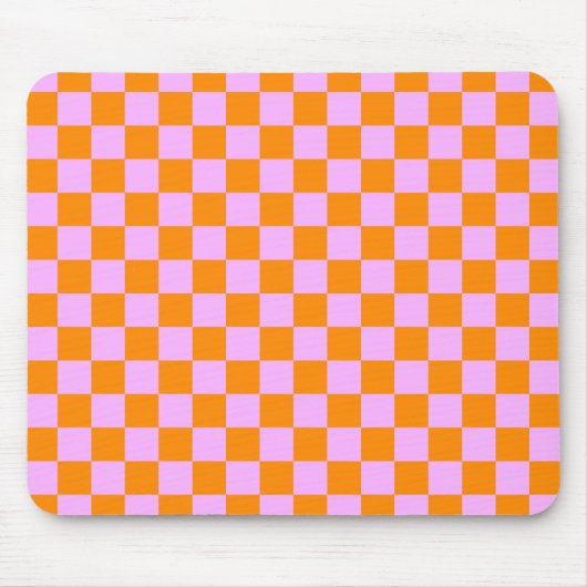 Orange + Rosa Karo Prüfpappe Mousepad (Vorne)