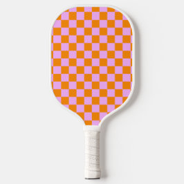 Orange + Rosa Karo Prüfpappe Pickleball Schläger