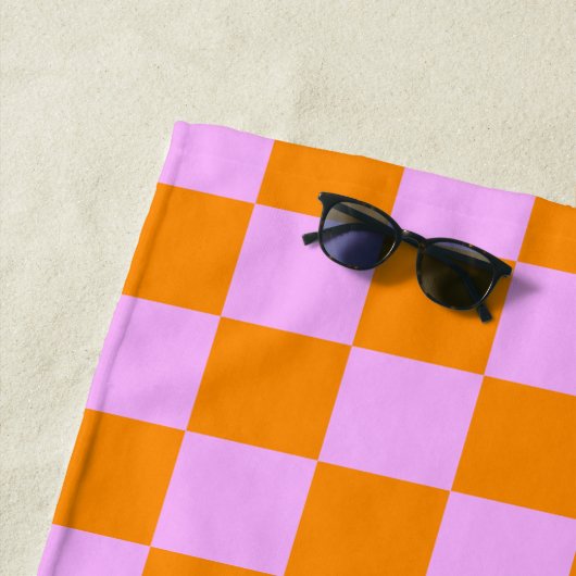 Orange + Rosa Karo Prüfpappe Strandtuch (Beispiel)