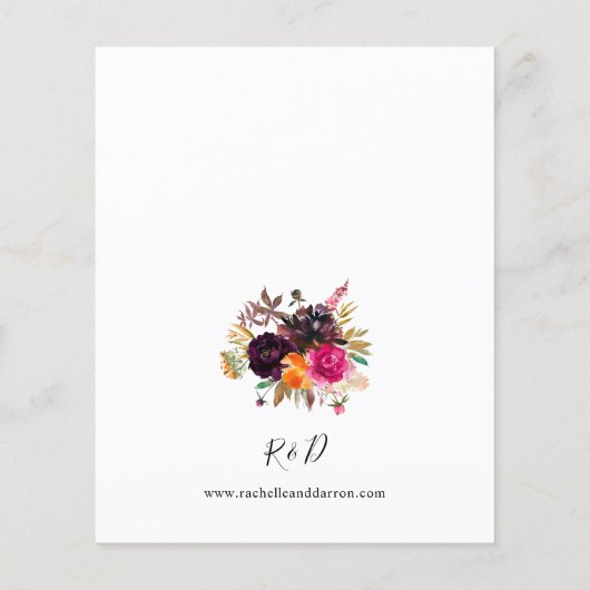 Orange, Rosa, Lila Fall Floral 1 Geflügel Flyer (Hinten)