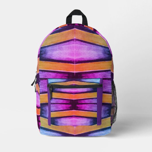 Orange, rosa, lila und blaue Grafiken Bedruckter Rucksack (Vorderseite)