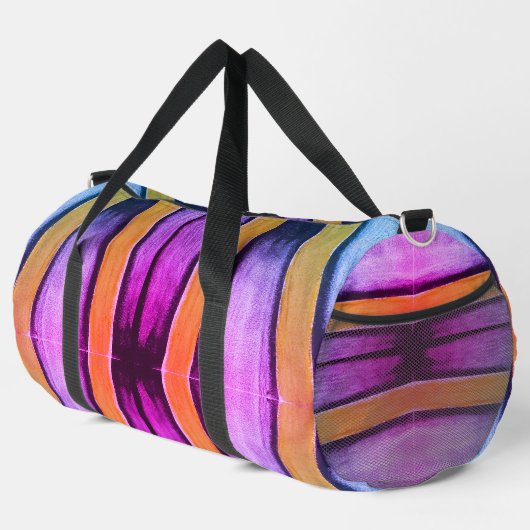 Orange, rosa, lila und blaue Grafiken Duffle Bag (Rechte Ecke)