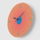 Orange/rosa mit Aqua/Blue Center >Wall Clock Große Wanduhr (Winkel)