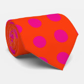 Orange + rosa Polka-Punkte Krawatte (Gerollt)