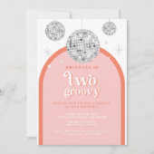 Orange Rosa Retro Disco Arche Einladung (Vorderseite)