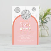 Orange Rosa Retro Disco Arche Einladung (Stehend Vorderseite)