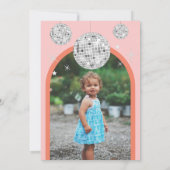 Orange Rosa Retro Disco Arche Einladung (Rückseite)