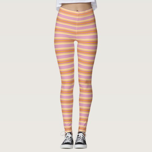 Orange rosa Streifen B Leggings (Vorderseite)
