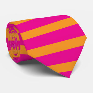 Orange rosa Streifen Muster Hot Pink farbenfroh Krawatte