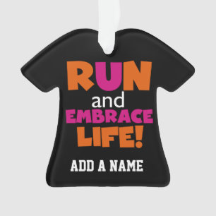 Orange rosa Text-Fitness-laufendes Läufer-Maratho Ornament