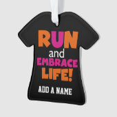 Orange rosa Text-Fitness-laufendes Läufer-Marathon Ornament (Vorderseite)
